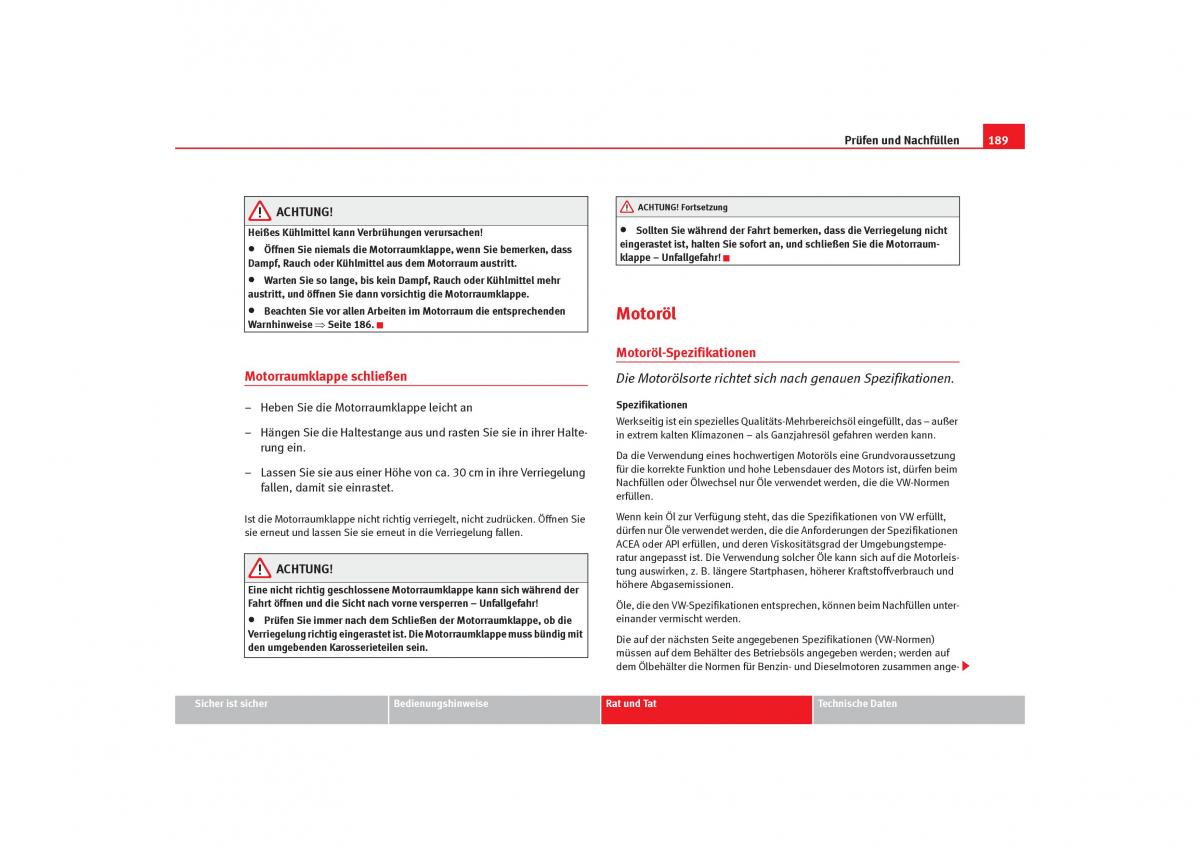 Seat Cordoba II 2 Handbuch / page 191