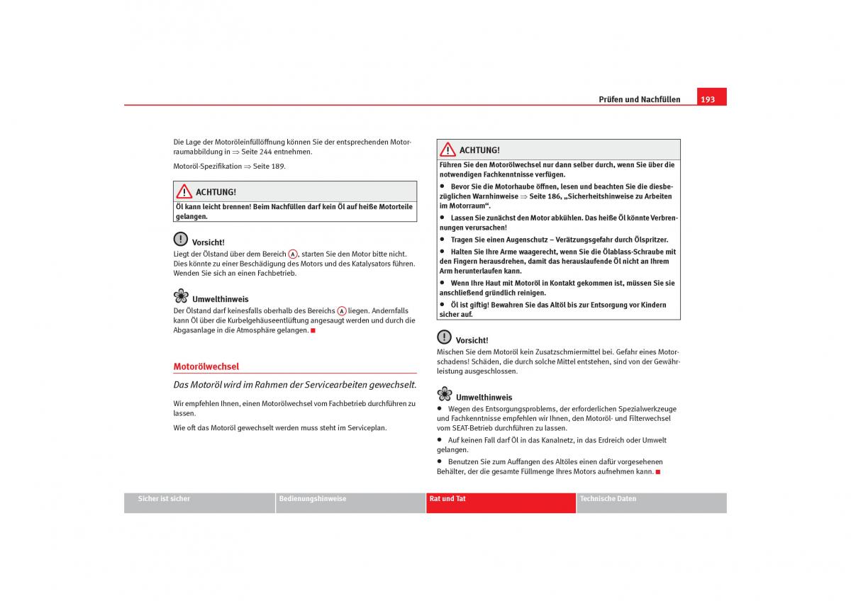 Seat Cordoba II 2 Handbuch / page 195