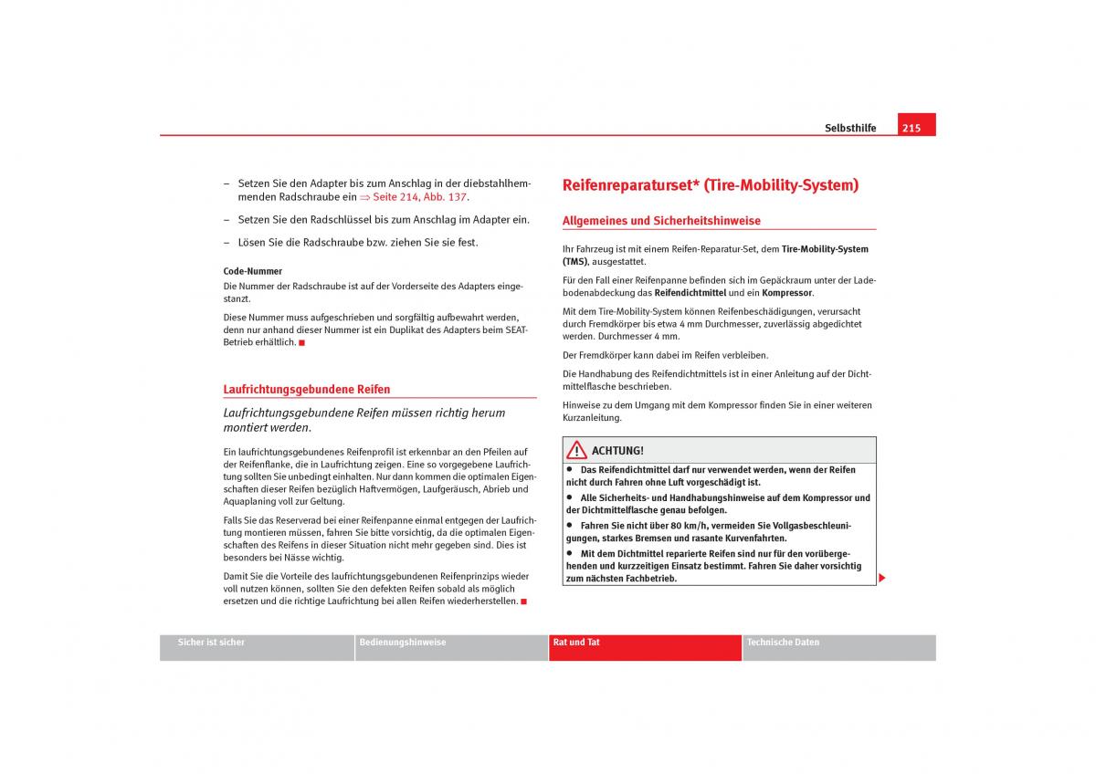 Seat Cordoba II 2 Handbuch / page 217