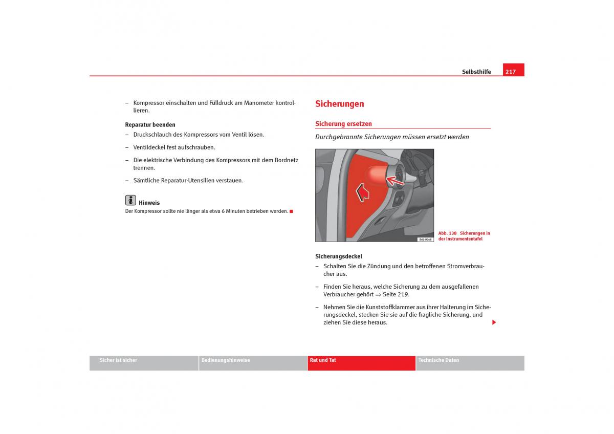 Seat Cordoba II 2 Handbuch / page 219