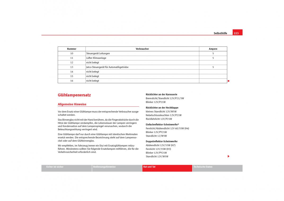 Seat Cordoba II 2 Handbuch / page 225