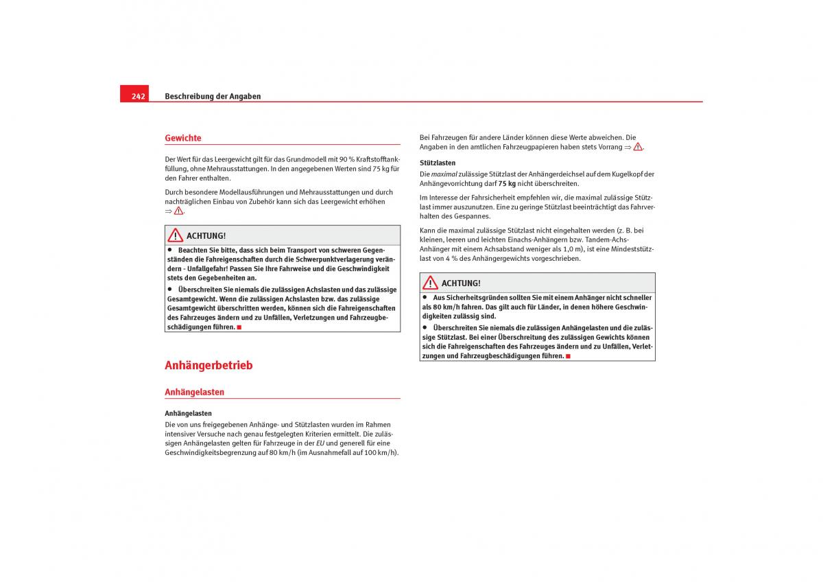 Seat Cordoba II 2 Handbuch / page 244