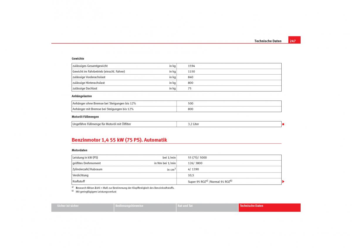 Seat Cordoba II 2 Handbuch / page 249