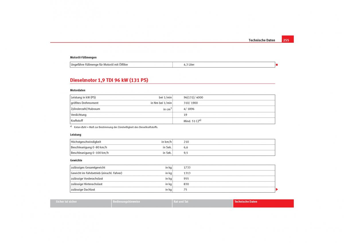 Seat Cordoba II 2 Handbuch / page 257