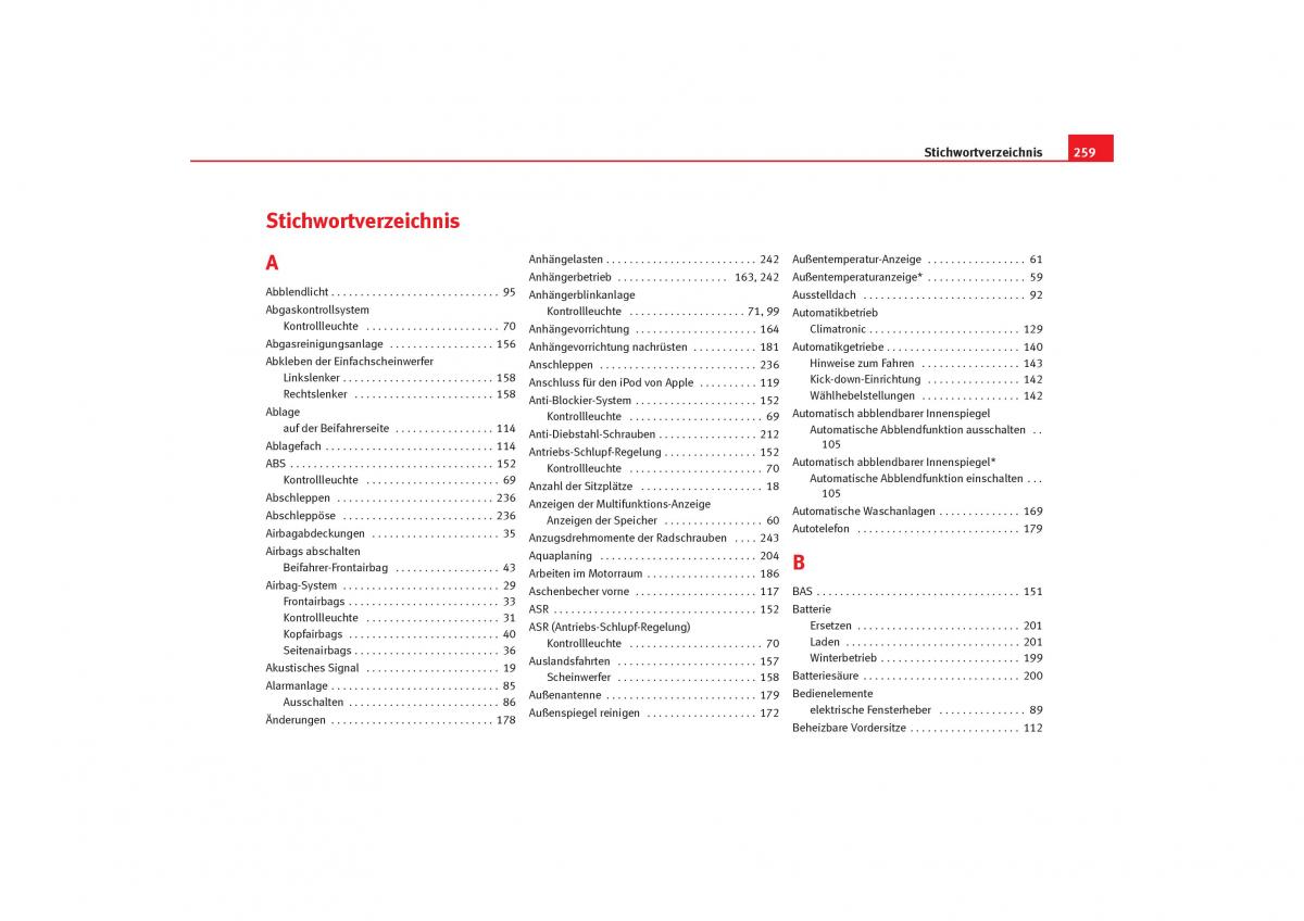 Seat Cordoba II 2 Handbuch / page 261