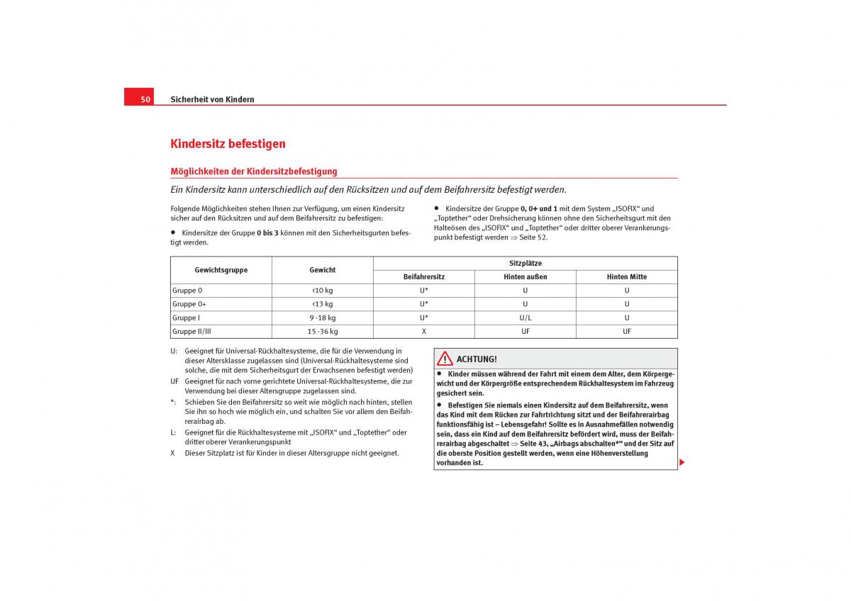 Seat Cordoba II 2 Handbuch / page 52