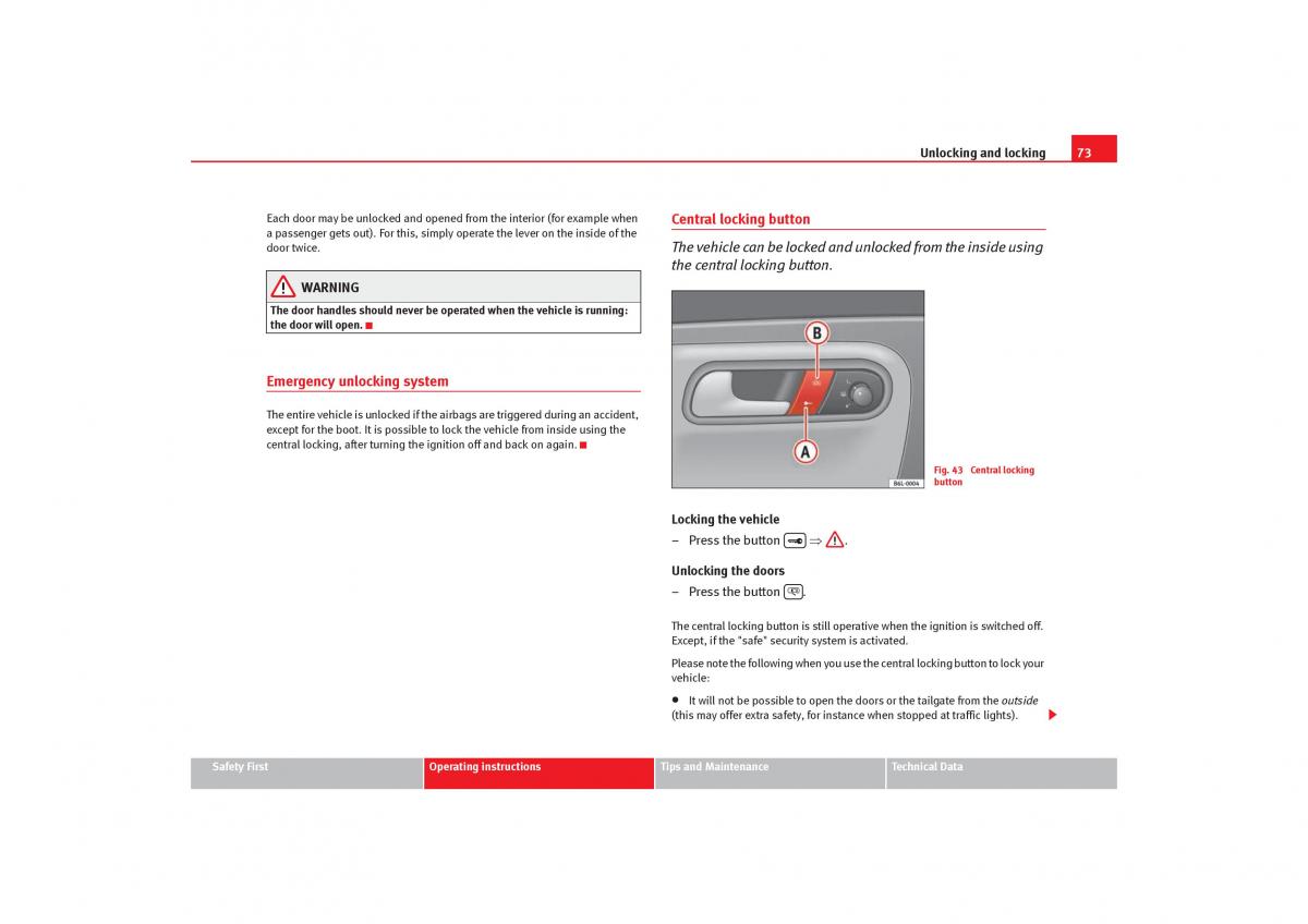 Seat Cordoba II 2 owners manual / page 75