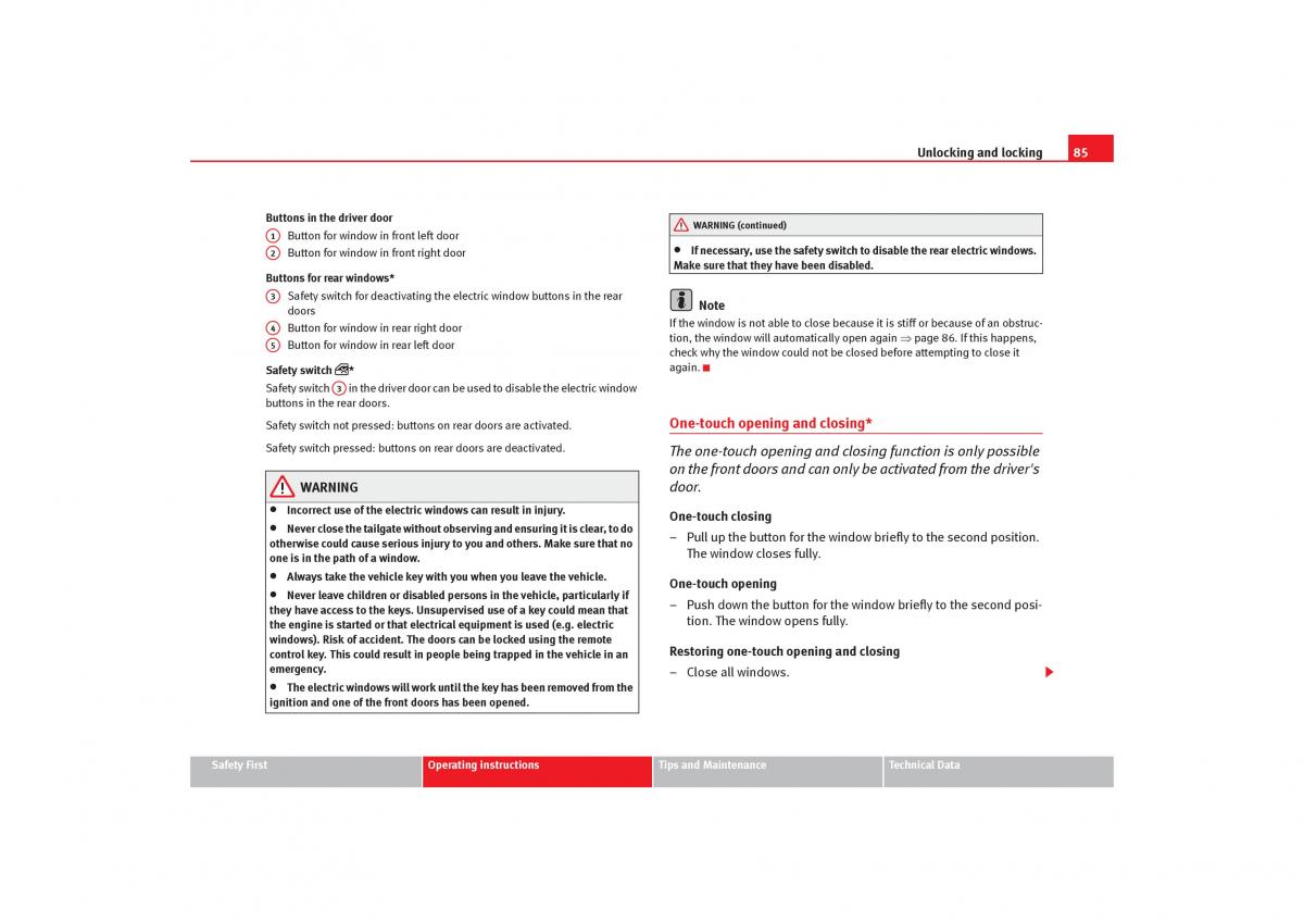 Seat Cordoba II 2 owners manual / page 87