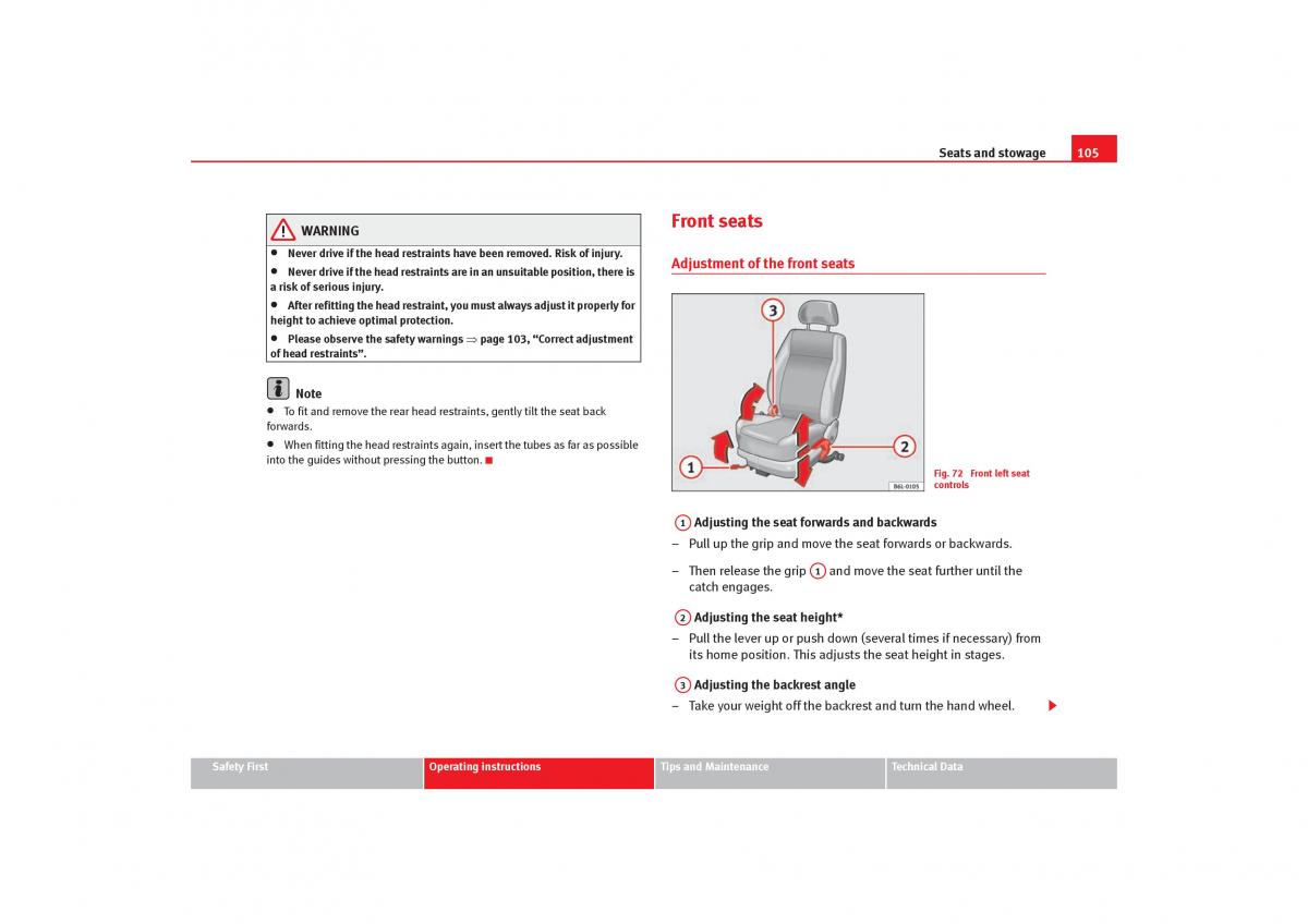 Seat Cordoba II 2 owners manual / page 107