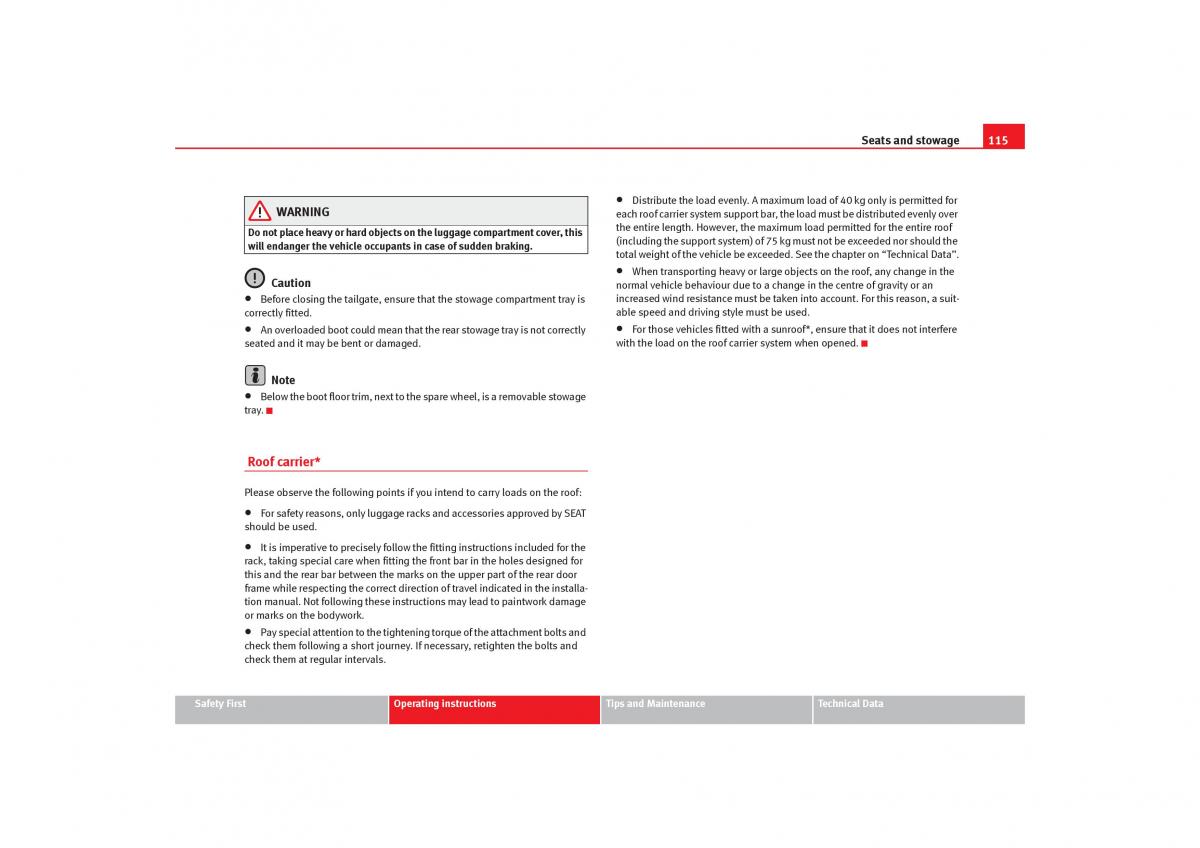 Seat Cordoba II 2 owners manual / page 117