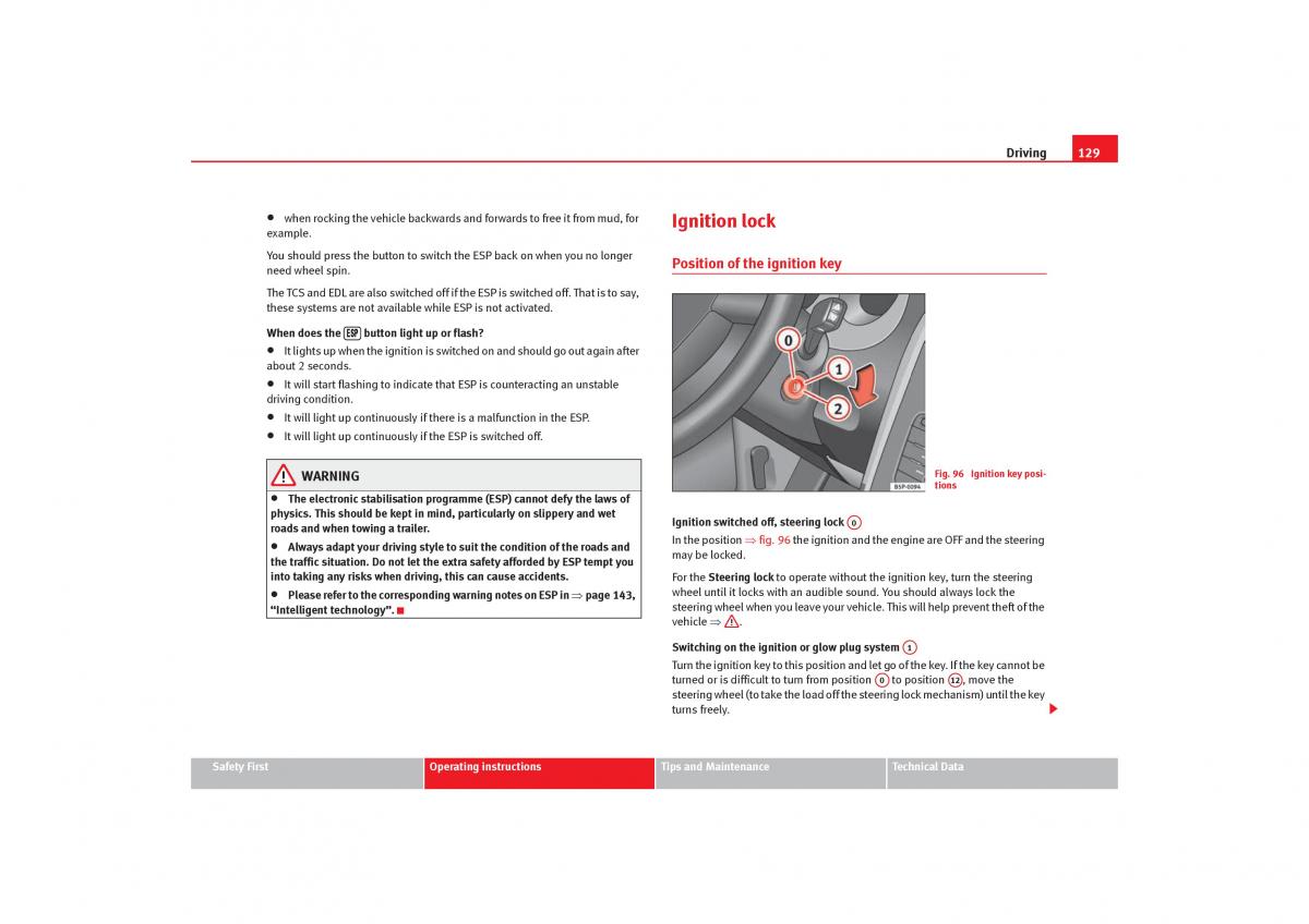 Seat Cordoba II 2 owners manual / page 131