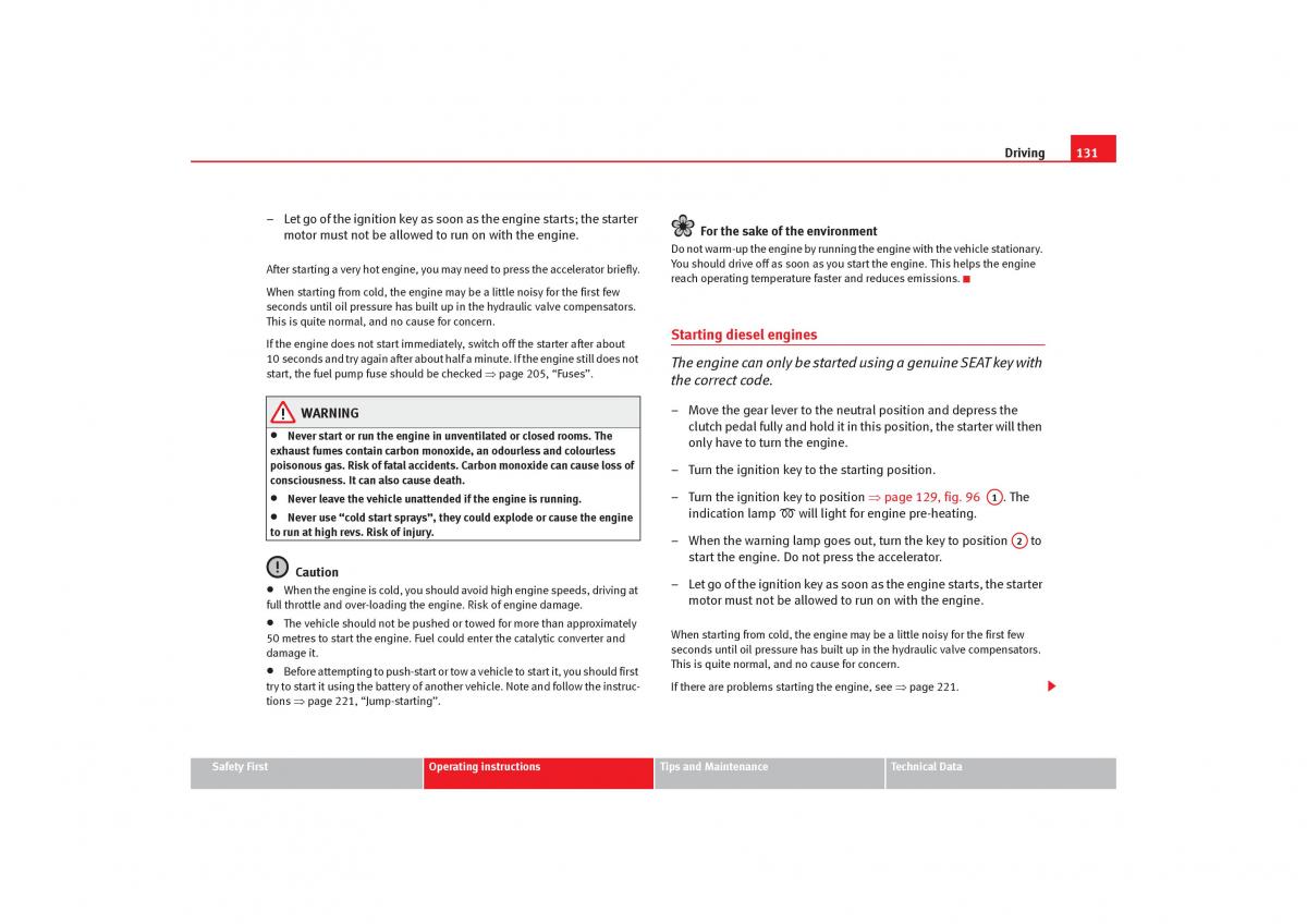 Seat Cordoba II 2 owners manual / page 133