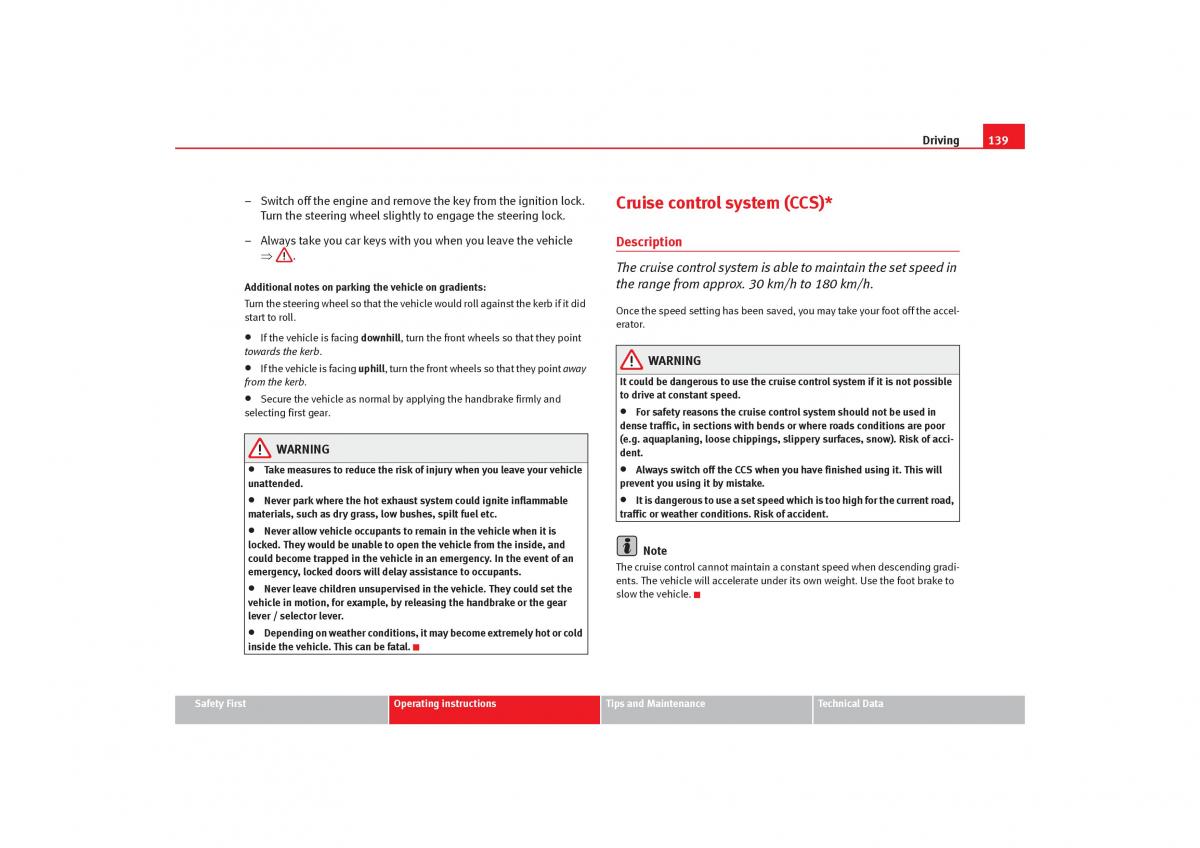 Seat Cordoba II 2 owners manual / page 141