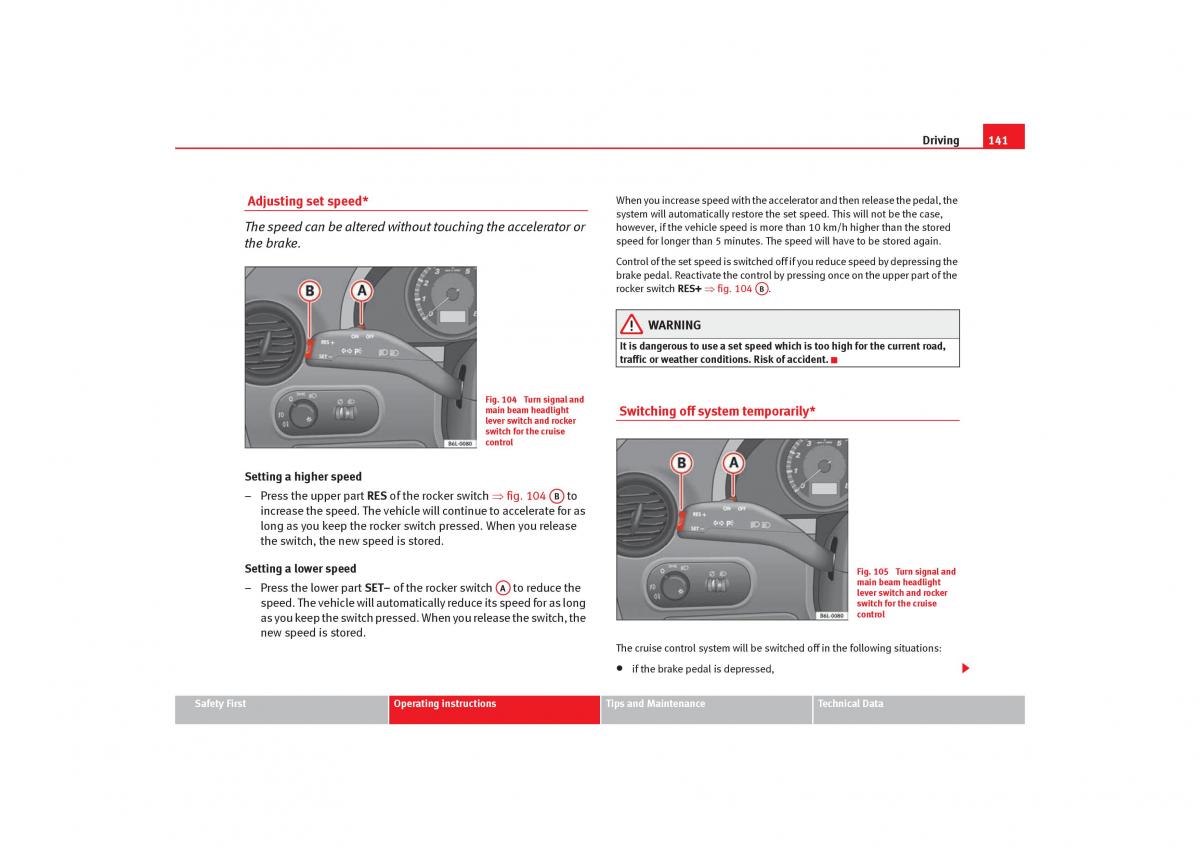 Seat Cordoba II 2 owners manual / page 143