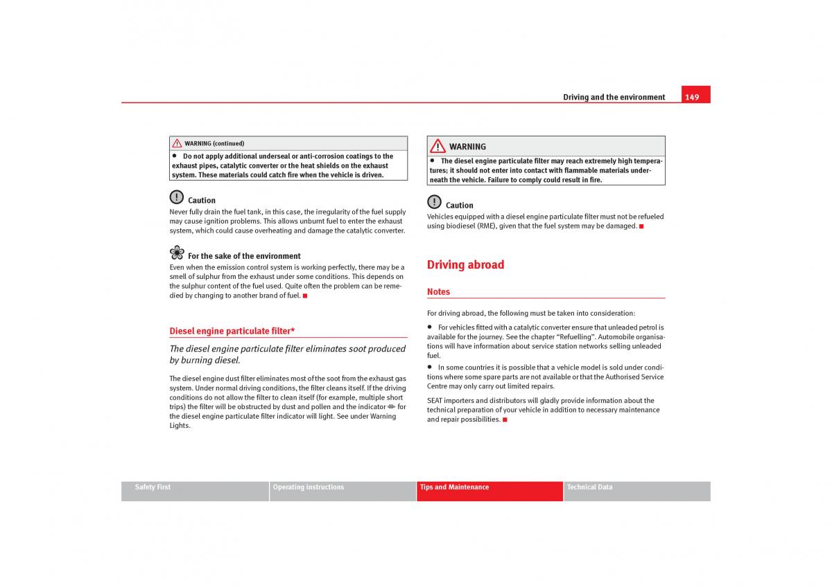 Seat Cordoba II 2 owners manual / page 151