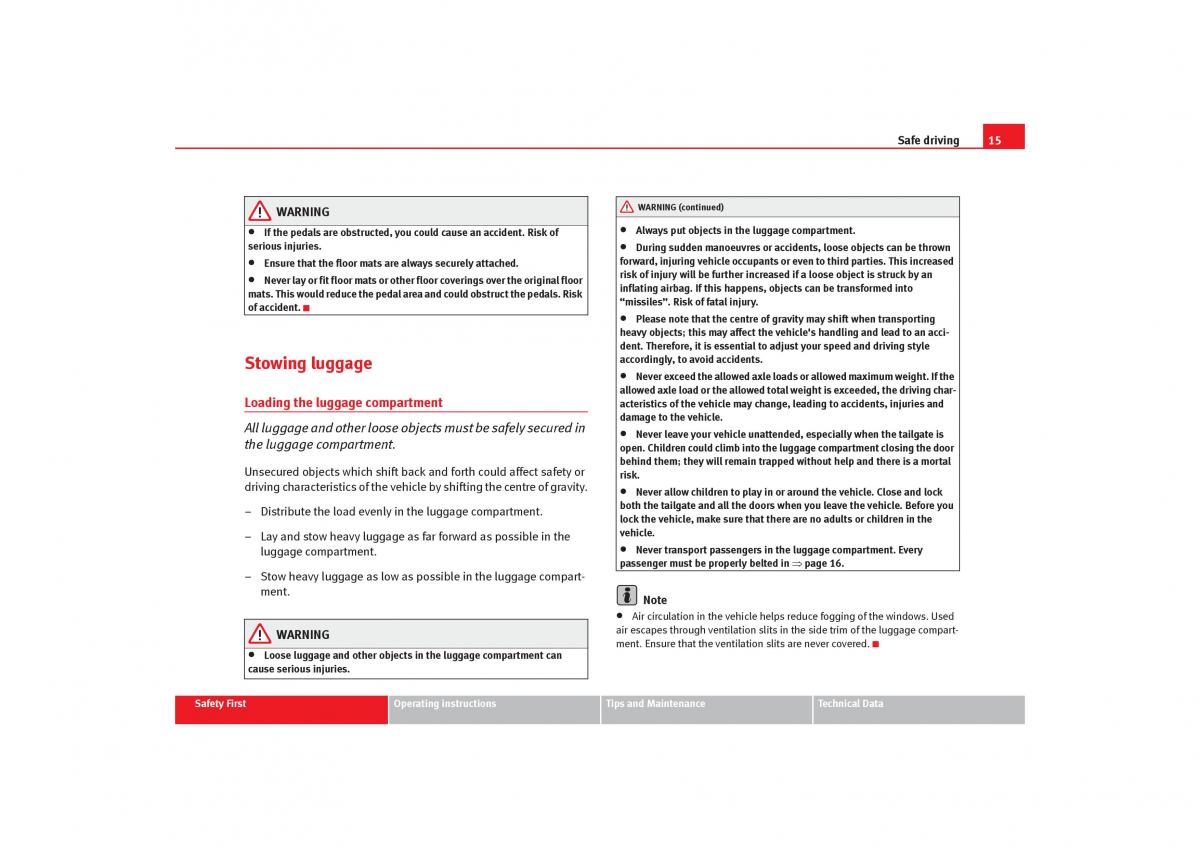 Seat Cordoba II 2 owners manual / page 17