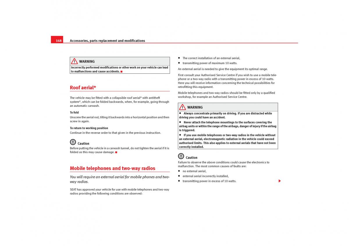 Seat Cordoba II 2 owners manual / page 170