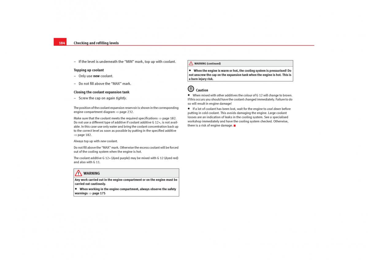 Seat Cordoba II 2 owners manual / page 186