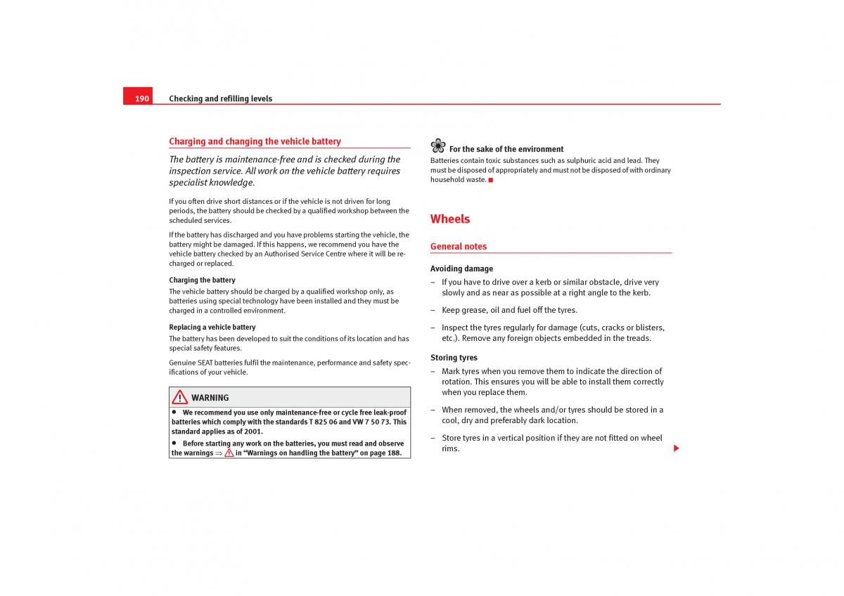 Seat Cordoba II 2 owners manual / page 192