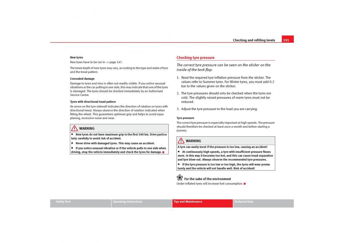 Seat Cordoba II 2 owners manual / page 193