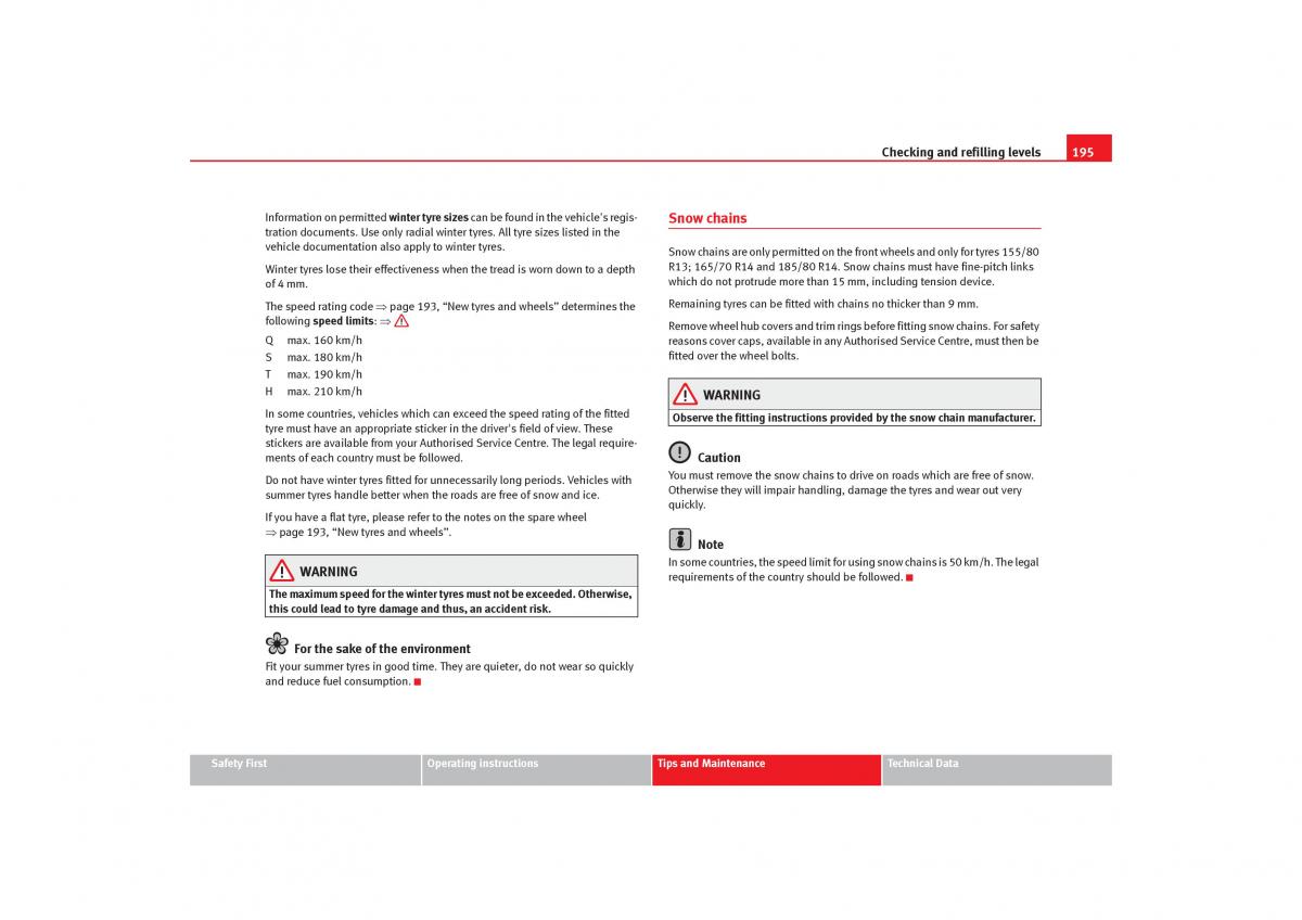 Seat Cordoba II 2 owners manual / page 197