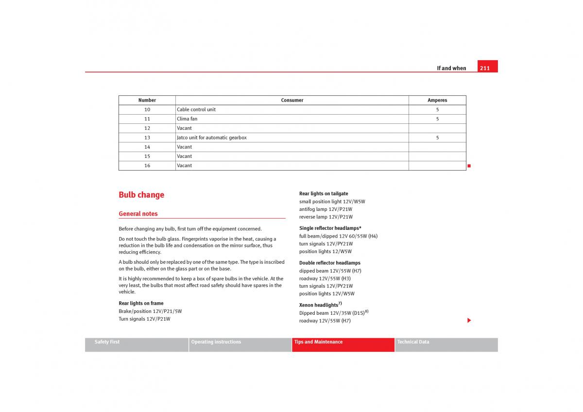 Seat Cordoba II 2 owners manual / page 213