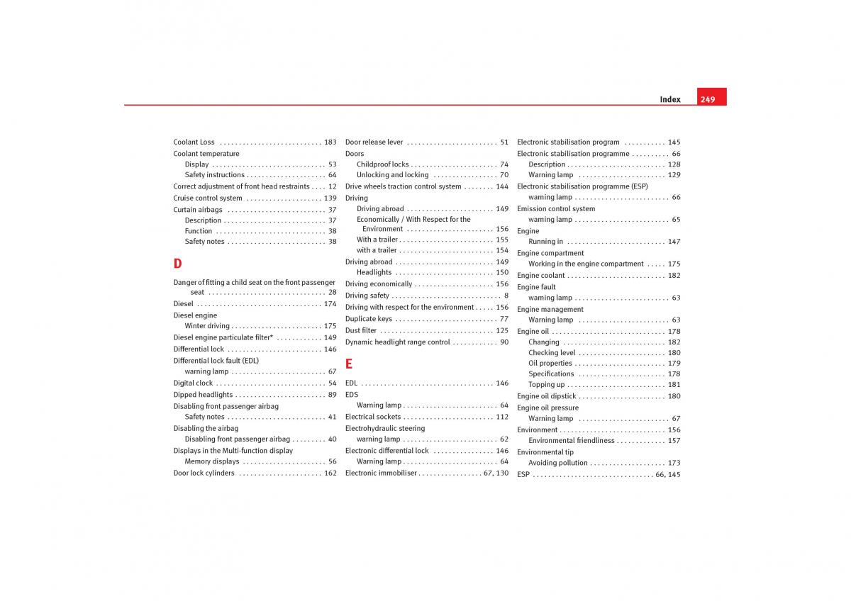 Seat Cordoba II 2 owners manual / page 251