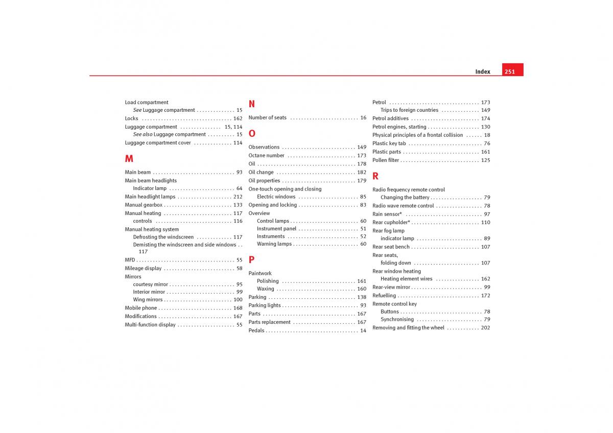 Seat Cordoba II 2 owners manual / page 253