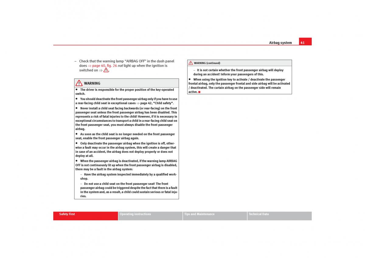 Seat Cordoba II 2 owners manual / page 43