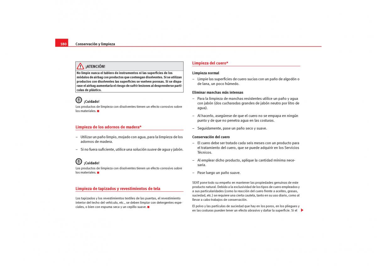 Seat Cordoba II 2 manual del propietario / page 182