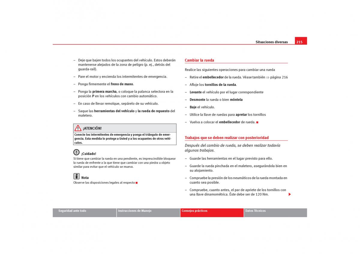 Seat Cordoba II 2 manual del propietario / page 217