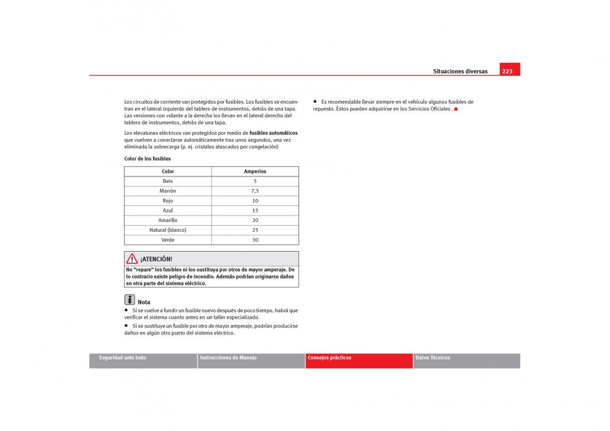 Seat Cordoba II 2 manual del propietario / page 225