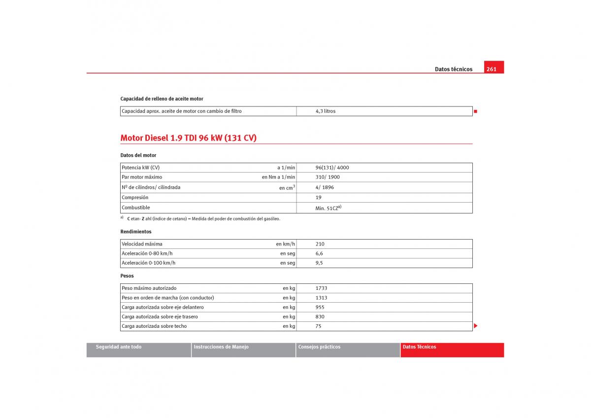 Seat Cordoba II 2 manual del propietario / page 263