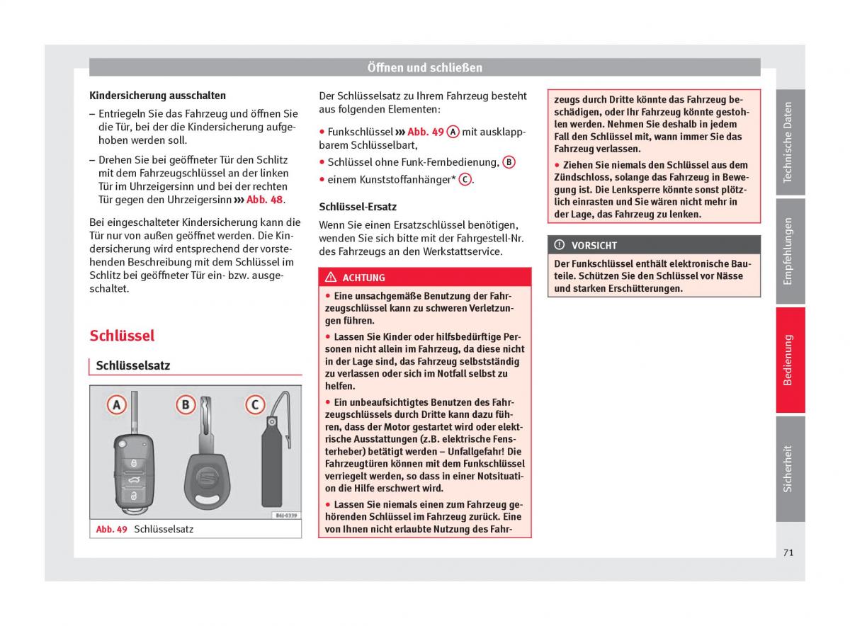 Seat Altea Handbuch / page 73