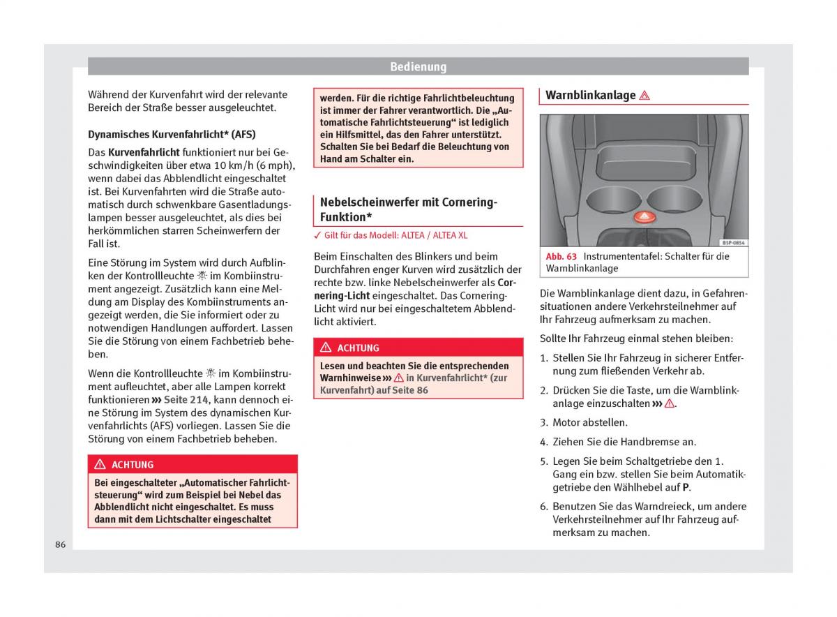 Seat Altea Handbuch / page 88