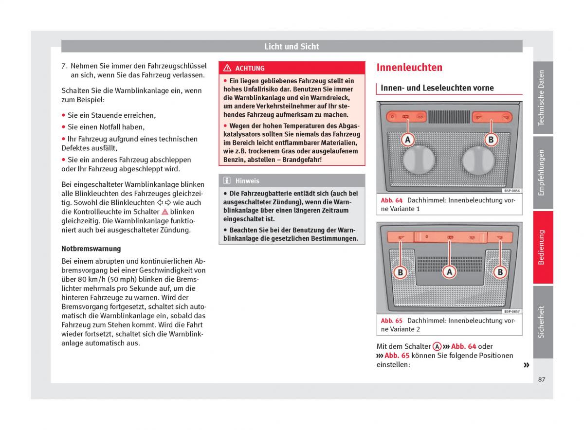 Seat Altea Handbuch / page 89