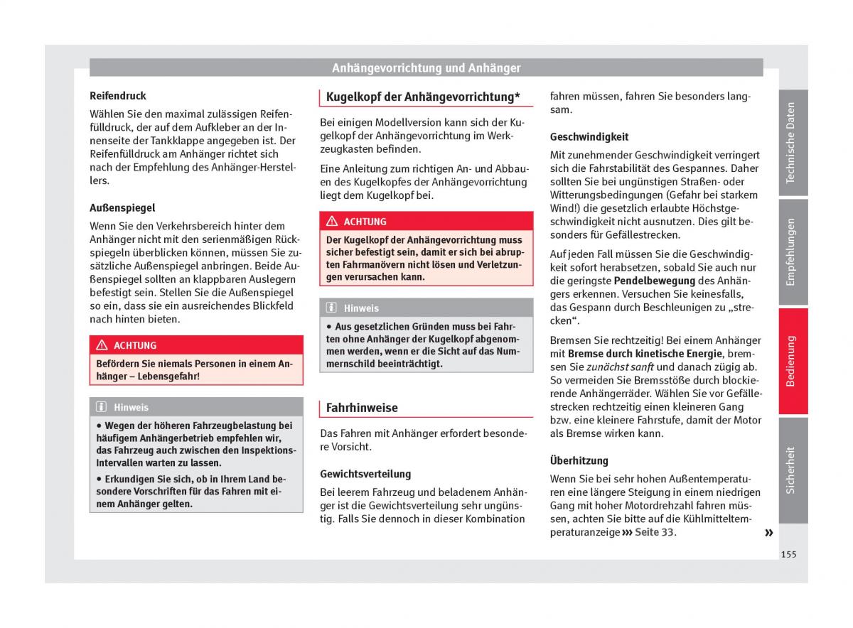 Seat Altea Handbuch / page 157