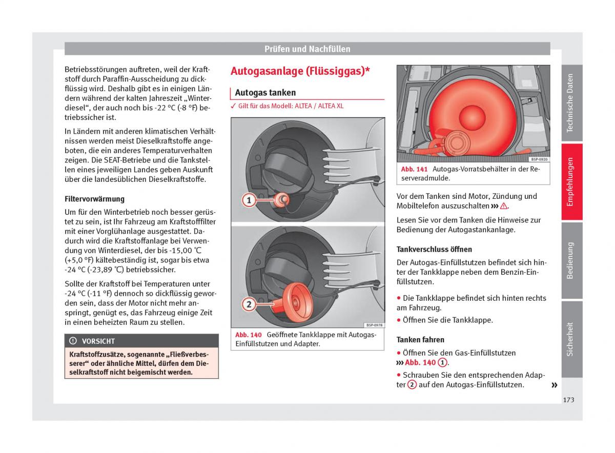 Seat Altea Handbuch / page 175