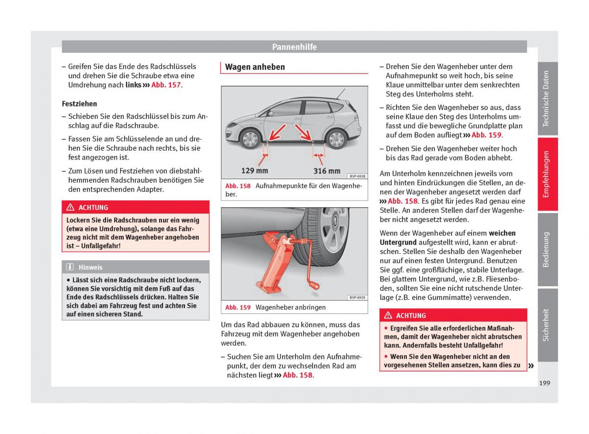 Seat Altea Handbuch / page 201