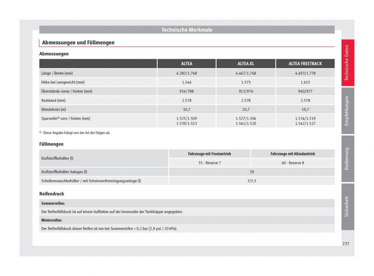 Seat Altea Handbuch / page 239