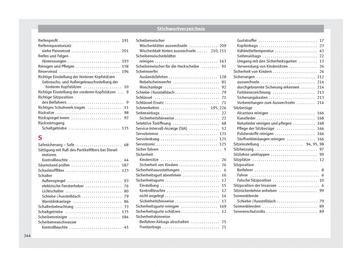 Seat Altea Handbuch / page 246