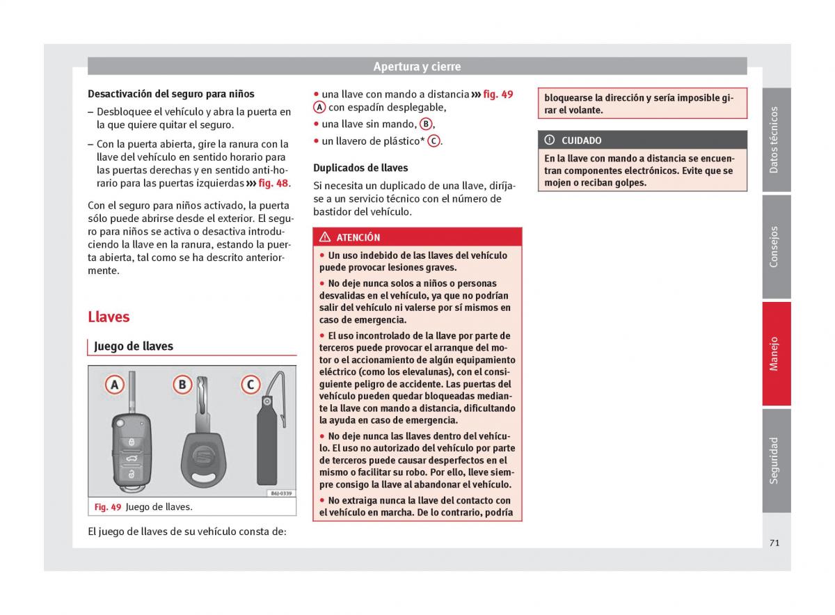 Seat Altea manual del propietario / page 73