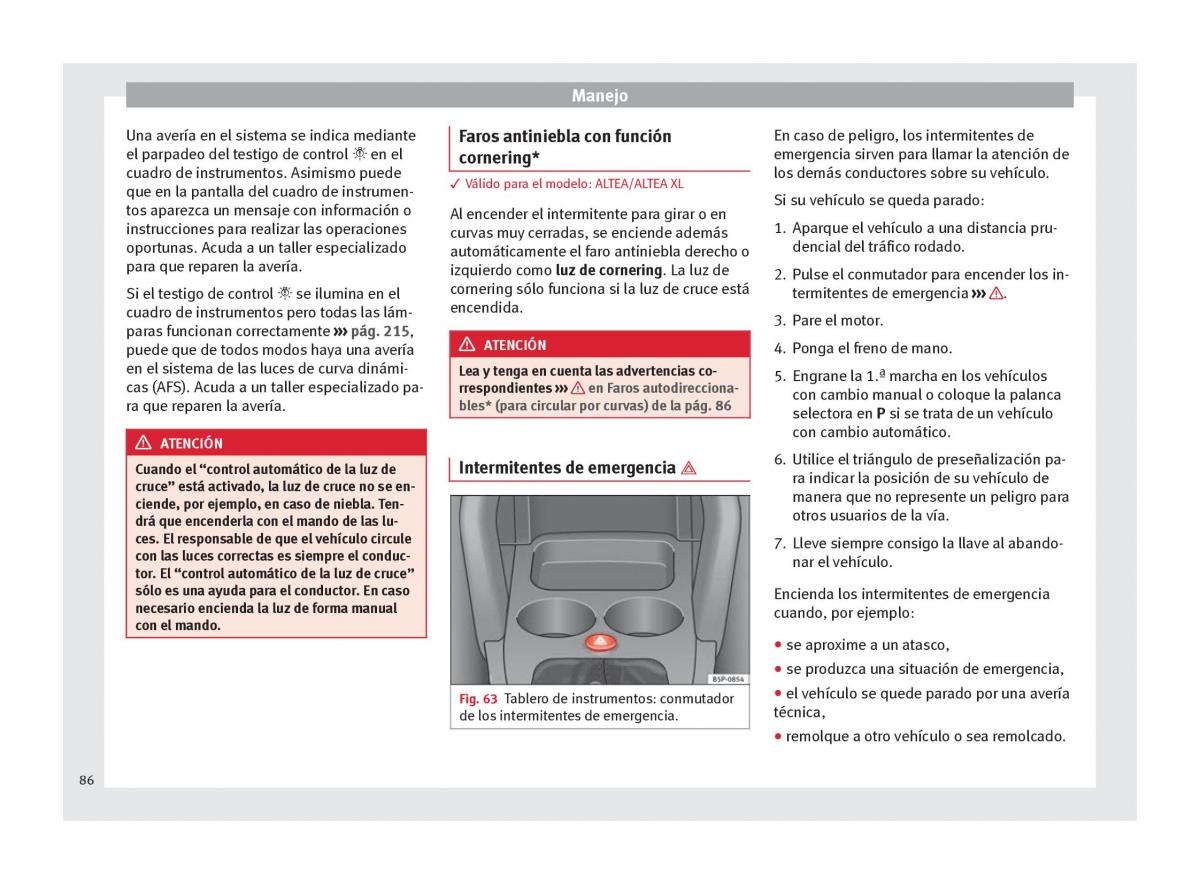 Seat Altea manual del propietario / page 88