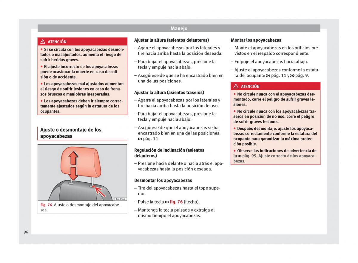 Seat Altea manual del propietario / page 98