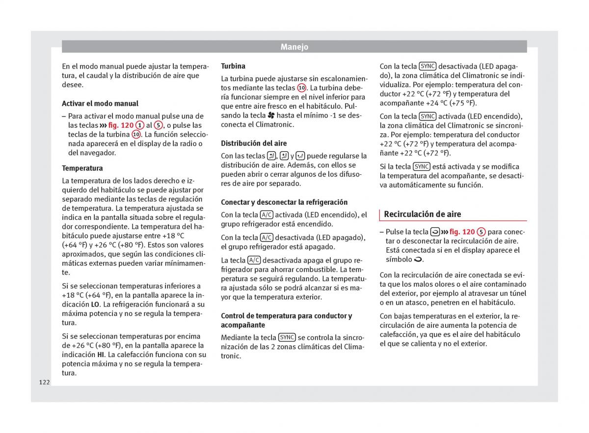 Seat Altea manual del propietario / page 124