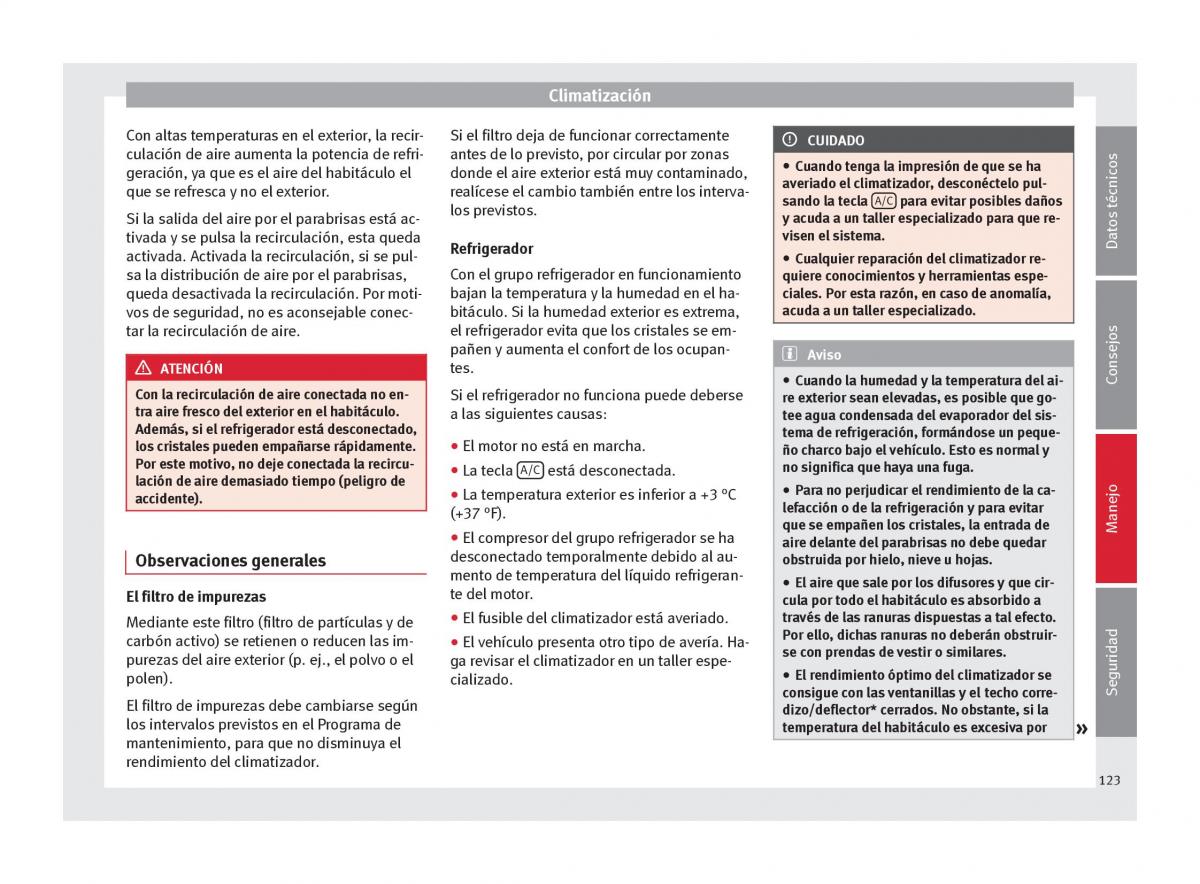 Seat Altea manual del propietario / page 125