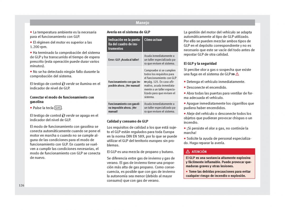 Seat Altea manual del propietario / page 128