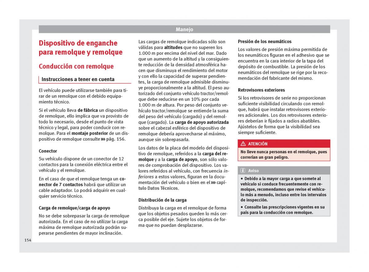 Seat Altea manual del propietario / page 156