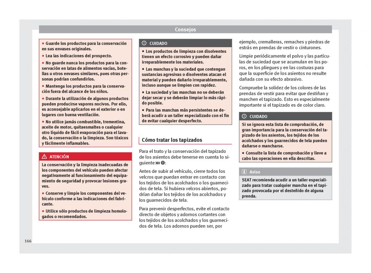 Seat Altea manual del propietario / page 168