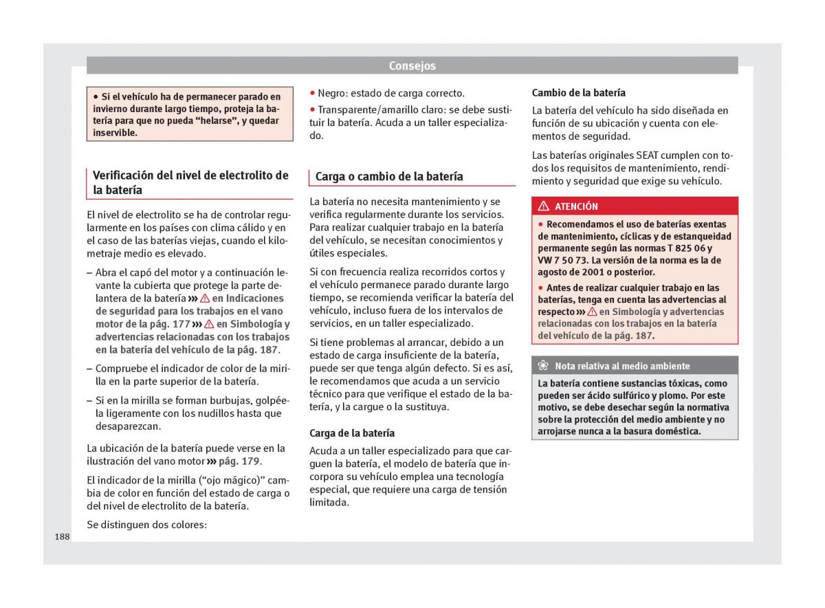 Seat Altea manual del propietario / page 190